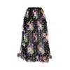 Etro Silk Skirt With Floral And Polka Dot Accents In Black
