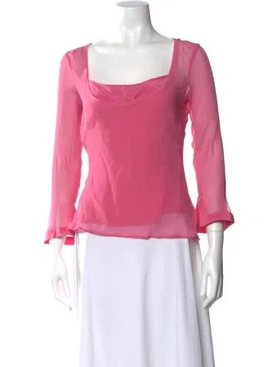 Pre-owned Etro Silk Square Neckline Blouse In Pink