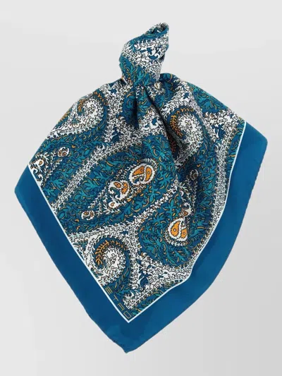 Etro Silk Square Scarf Paisley Motif Design In Blue