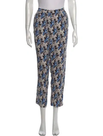Pre-owned Etro Silk Straight Leg Pants In Blue