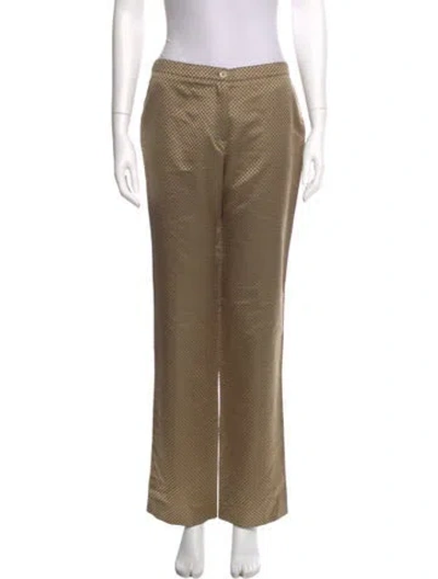Pre-owned Etro Silk Straight Leg Pants In Gold