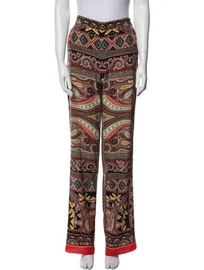 Pre-owned Etro Silk Straight Leg Pants In Multi