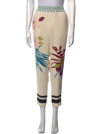 Pre-owned Etro Silk Straight Leg Pants In Neutrals