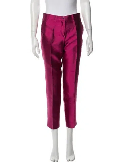 Pre-owned Etro Silk Straight Leg Pants In Pink