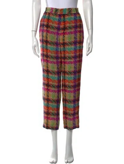 Pre-owned Etro Silk Straight Leg Pants In Pink