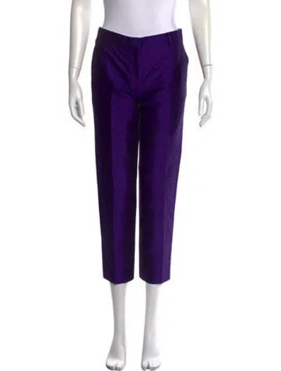 Pre-owned Etro Silk Straight Leg Pants In Purple