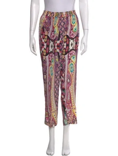 Pre-owned Etro Silk Straight Leg Pants In Purple