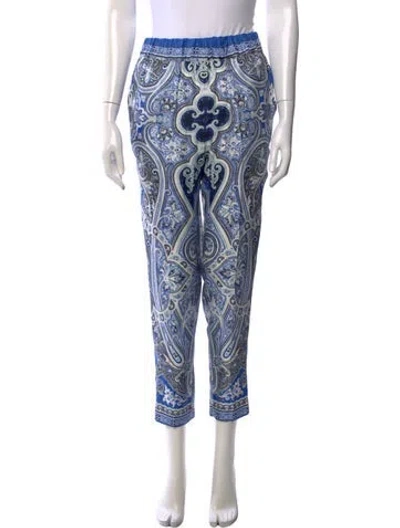 Pre-owned Etro Silk Straight Leg Pants W/ Tags In Blue