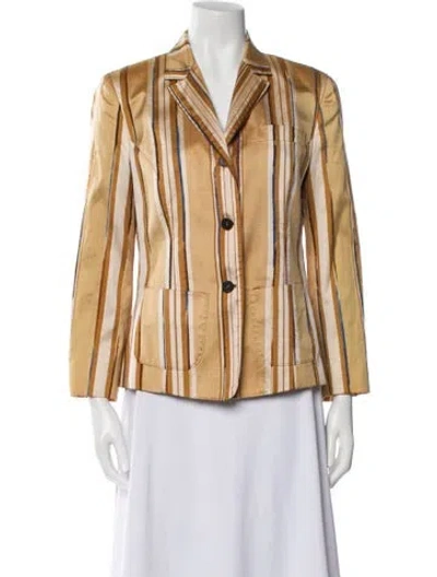 Pre-owned Etro Silk Striped Blazer In Gold