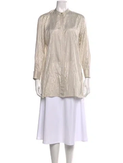 Pre-owned Etro Silk Striped Blouse In Neutral