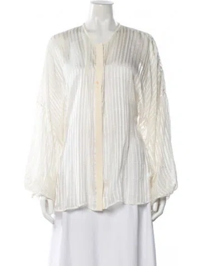 Pre-owned Etro Silk Striped Blouse In Neutral