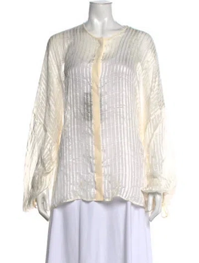 Pre-owned Etro Silk Striped Blouse In Neutral
