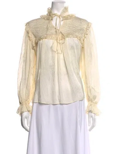 Pre-owned Etro Silk Striped Blouse W/ Tags In Metallic/neutrals