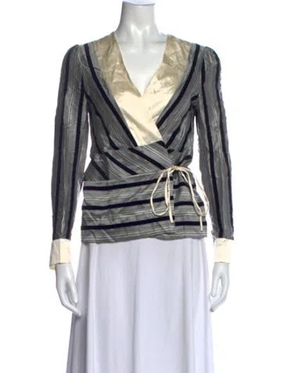 Pre-owned Etro Silk Striped Blouse W/ Tags In Multi