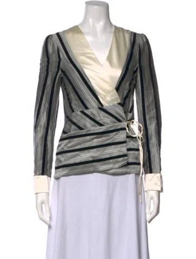 Pre-owned Etro Silk Striped Blouse W/ Tags In Multicolor