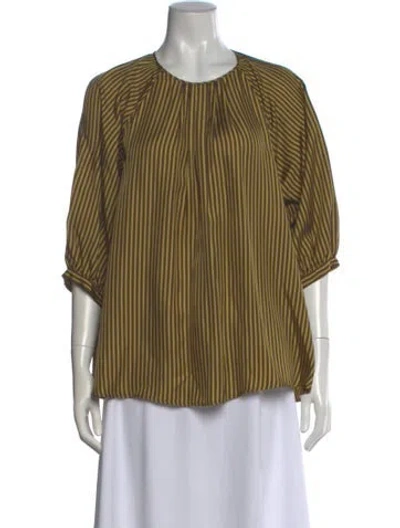 Pre-owned Etro Silk Striped Blouse In Yellow