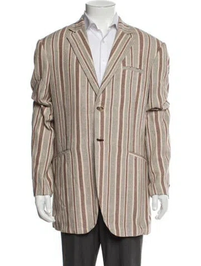 Pre-owned Etro Silk Striped Overcoat In Neutral