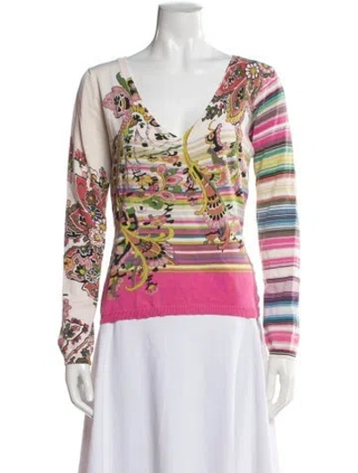 Pre-owned Etro Silk Striped Sweater In Pink