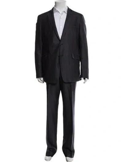 Pre-owned Etro Silk Striped Two-piece Suit In Blue