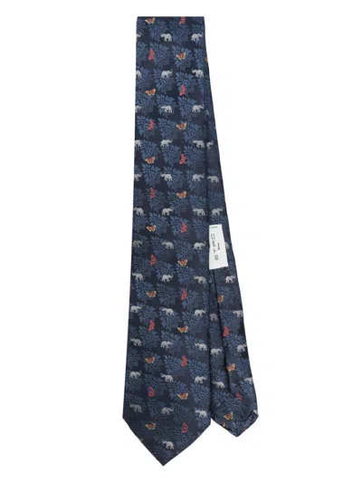 Etro Patterned Tie In Navy Blue