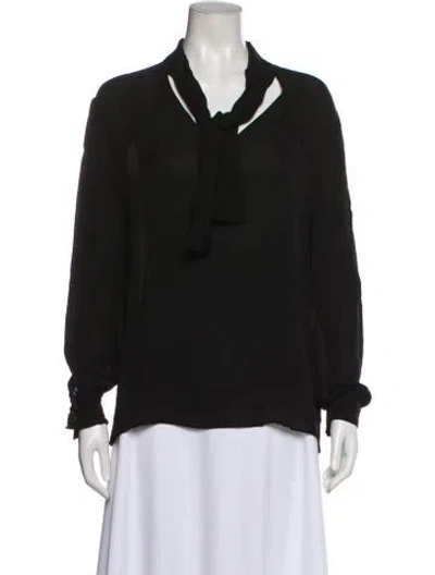 Pre-owned Etro Silk Tie Neck Blouse In Black