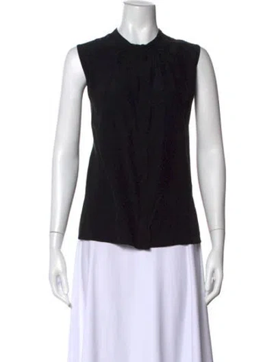 Pre-owned Etro Silk Tie Neck Blouse In Black