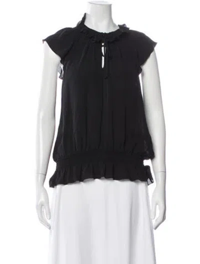 Pre-owned Etro Silk Tie Neck Blouse In Black