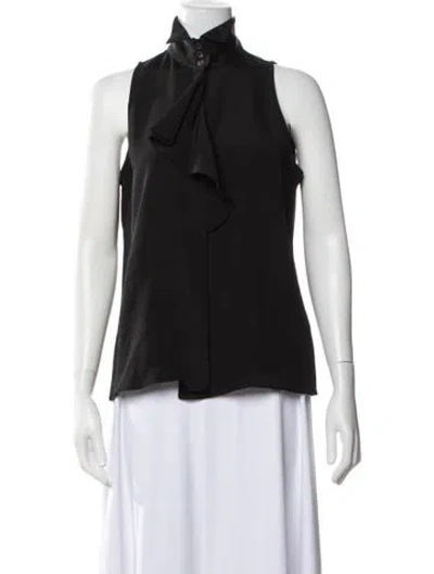 Pre-owned Etro Silk Tie Neck Blouse In Black