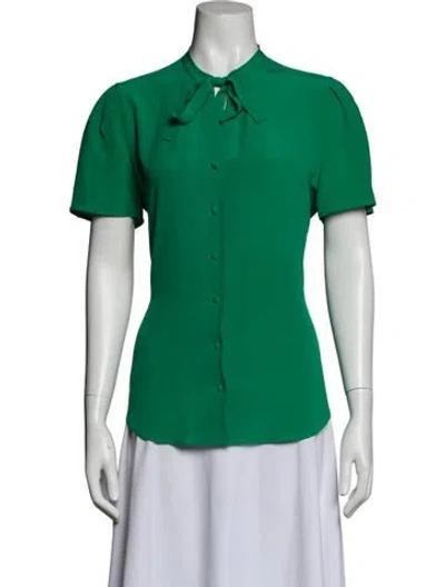 Pre-owned Etro Silk Tie Neck Blouse In Green
