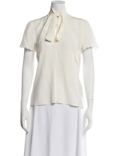 Pre-owned Etro Silk Tie Neck Blouse In Neutral