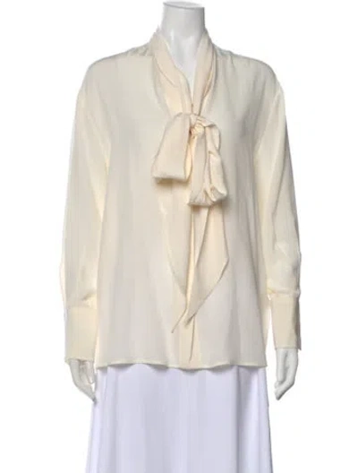 Pre-owned Etro Silk Tie Neck Blouse In Neutral