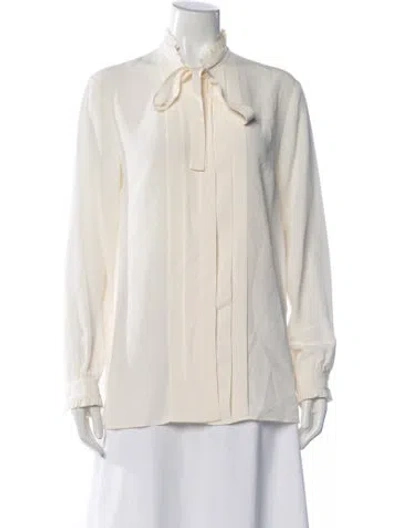 Pre-owned Etro Silk Tie Neck Blouse In Neutrals