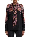 Etro Printed Crepe De Chine Blouse In Print On Black
