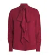 Etro Pussy-bow Silk-jacquard Blouse In Burgundy