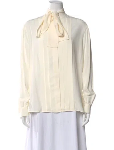 Pre-owned Etro Silk Tie Neck Blouse W/ Tags In White