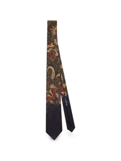 Etro Silk Tie With Floral Paisley Motif In Multi