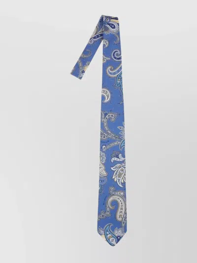 Etro Silk Tie With Paisley Pattern And Rolled Design In Blue