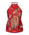 Etro Silk Top With Halterneck And Paisley Foliage Motif In Red