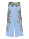 Etro Women Floral Print Pants In Light Blue