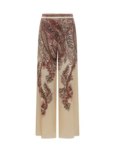 Etro Silk Trousers With Artistic Touch In Multi