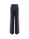 Etro Silk Trousers With Floral Print In Blue
