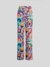 Etro , Silk Trousers With Floral Print, Woman, Multicolour, Size 50 In Multicolour