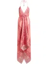 Etro Hem Halter Neck Layered Paisley Print Dress In Pink