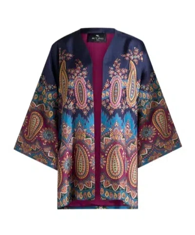 ETRO SILK TWILL KESA WITH PLACED PRINT