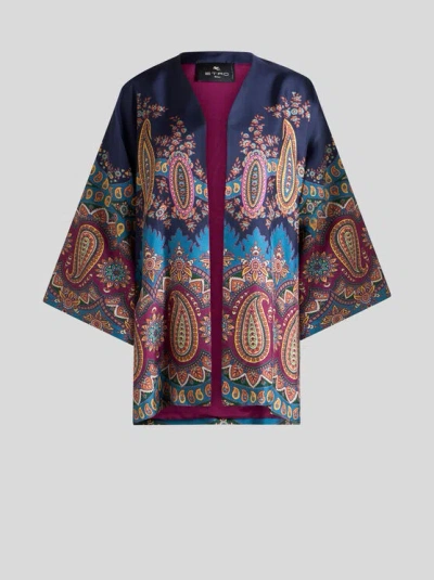 ETRO , SILK TWILL KESA WITH PLACED PRINT, WOMAN