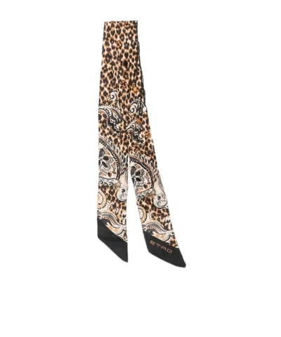 Etro Silk Twill Paisleyina With Fringing And Paisley And Leopard Print In Multi