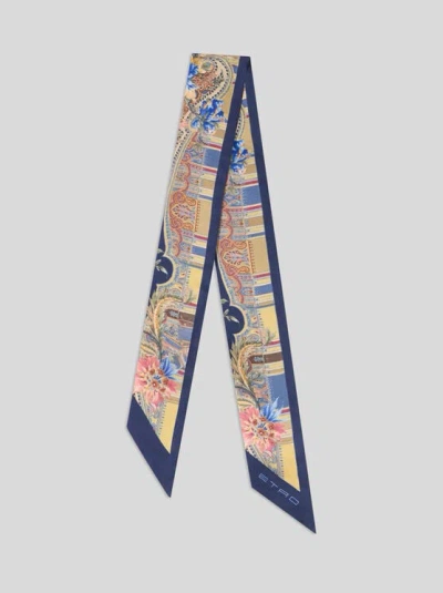 Etro , Silk Twill Paisleyina With Paisley Motif, Woman, Blue