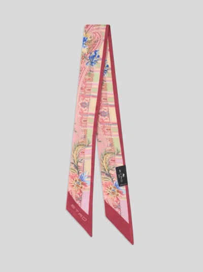 Etro , Silk Twill Paisleyina With Paisley Motif, Woman, Pink In Multi