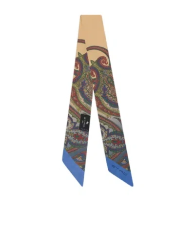Etro Silk Twill Paisleyina With Placed Paisley Print In Brown