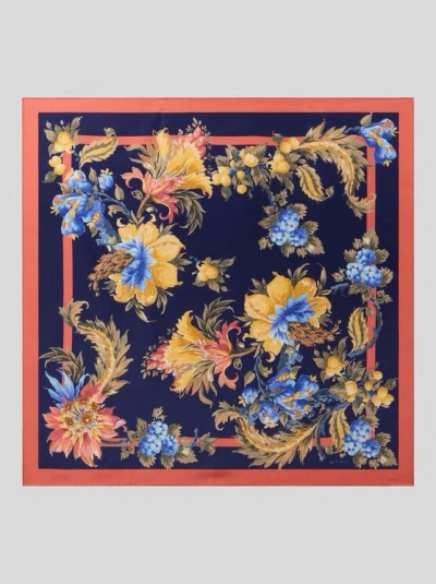 Etro , Silk Twill Scarf With Floral Motif, Woman, Pink In Multi